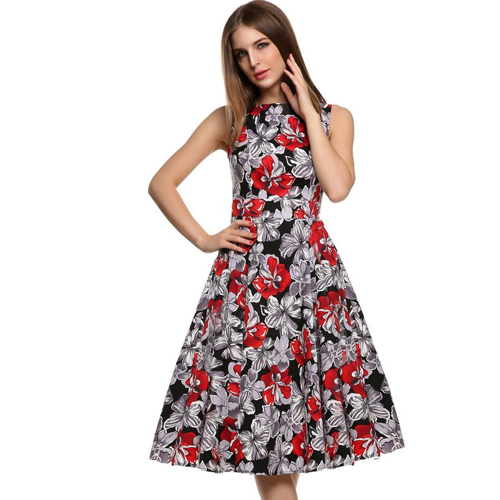 Women Vintage Print Summer Dresses
