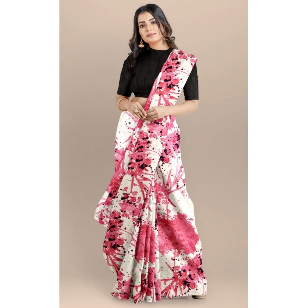 Generic Women's Joya Silk Saree with Blouse (Pink, 5-6 Mtrs)