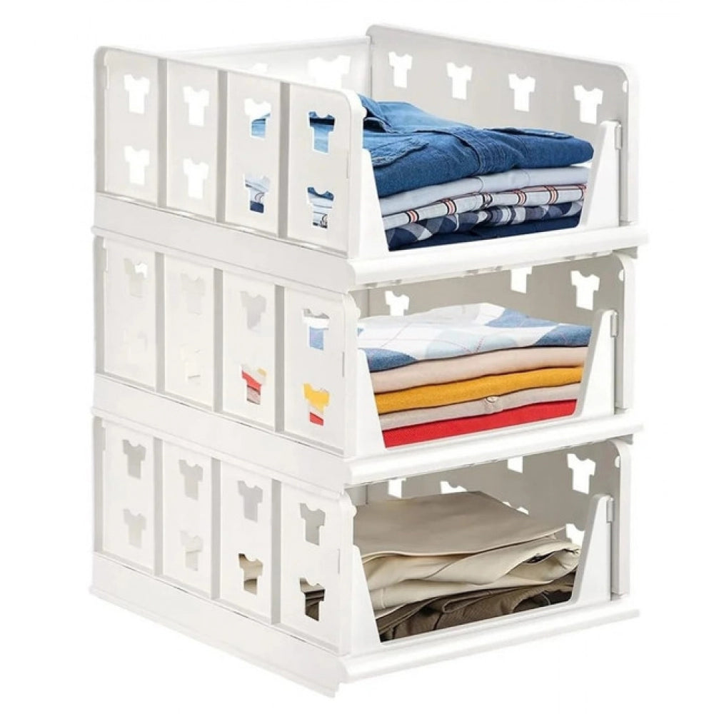 Generic Pack of 1 Plastic Foldable Stackable Storage Organizer (White)