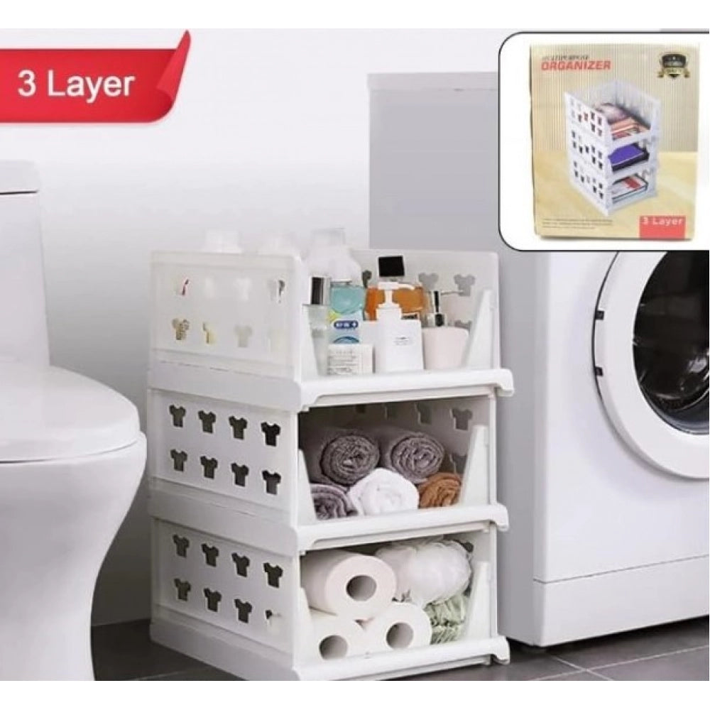 Generic Pack of 1 Plastic Foldable Stackable Storage Organizer (White)