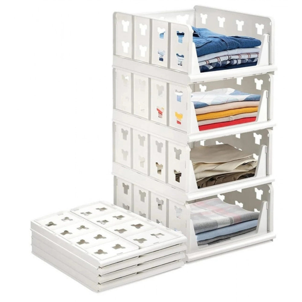 Generic Pack of 1 Plastic Foldable Stackable Storage Organizer (White)
