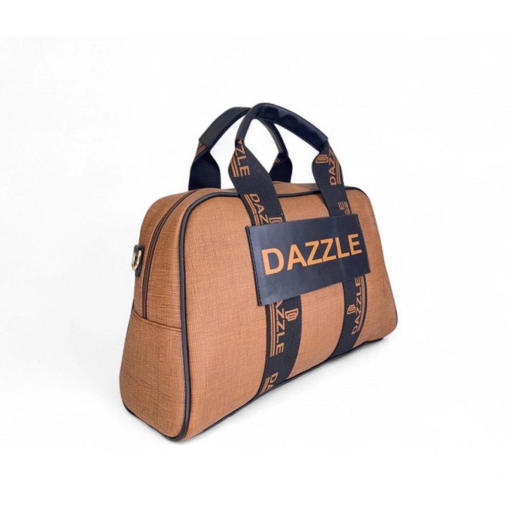 Generic Women's Polyurethane Textured Duffle Bag with Adjustable &amp; Removable Strap (Brown)