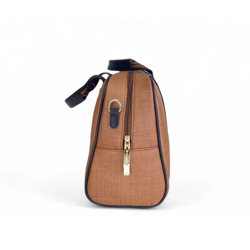 Generic Women's Polyurethane Textured Duffle Bag with Adjustable &amp; Removable Strap (Brown)
