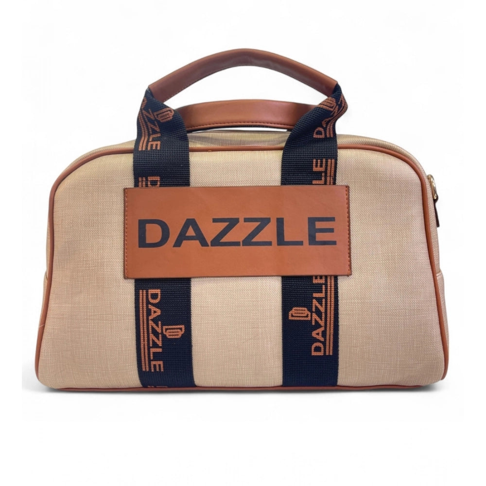 Generic Women's Polyurethane Textured Duffle Bag with Adjustable &amp; Removable Strap (Beige-Brown)
