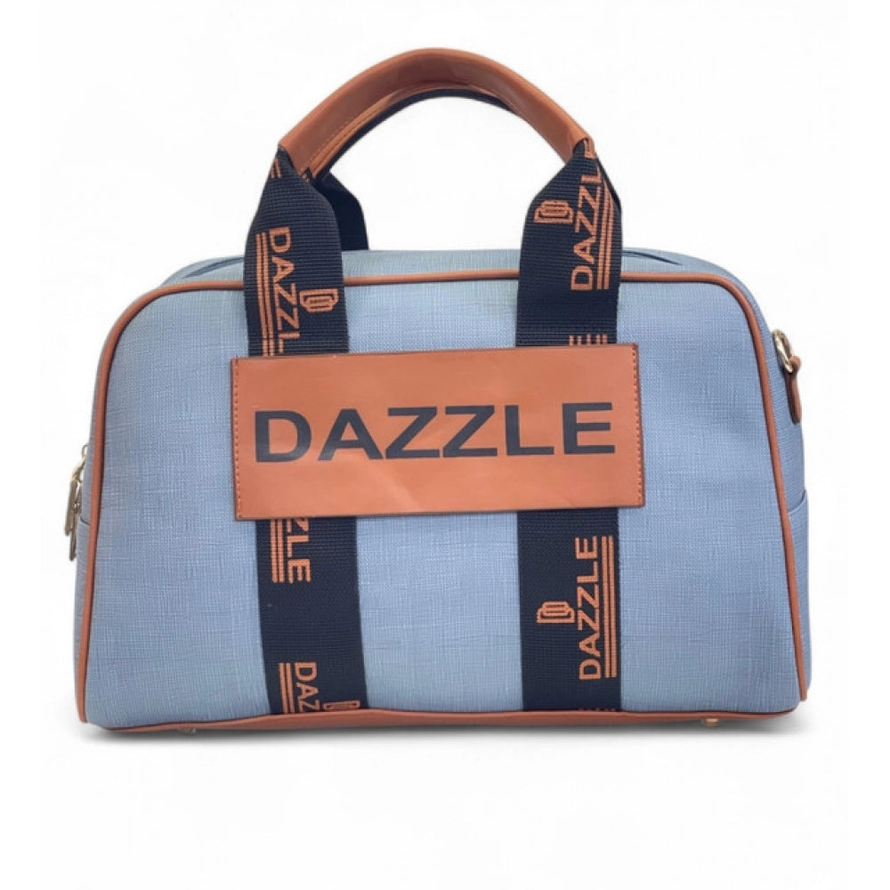 Generic Women's Polyurethane Textured Duffle Bag with Adjustable &amp; Removable Strap (Blue)