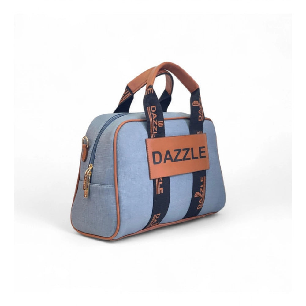 Generic Women's Polyurethane Textured Duffle Bag with Adjustable &amp; Removable Strap (Blue)