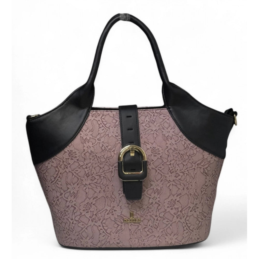 Generic Women's Polyurethane Textured Two-Tone Tote Handbag with Adjustable &amp; Removable Strap (Purple)