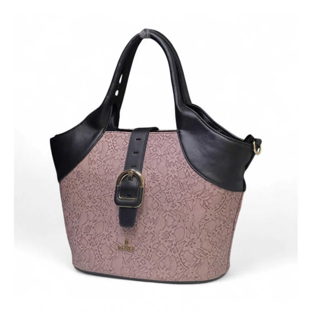 Generic Women's Polyurethane Textured Two-Tone Tote Handbag with Adjustable &amp; Removable Strap (Purple)