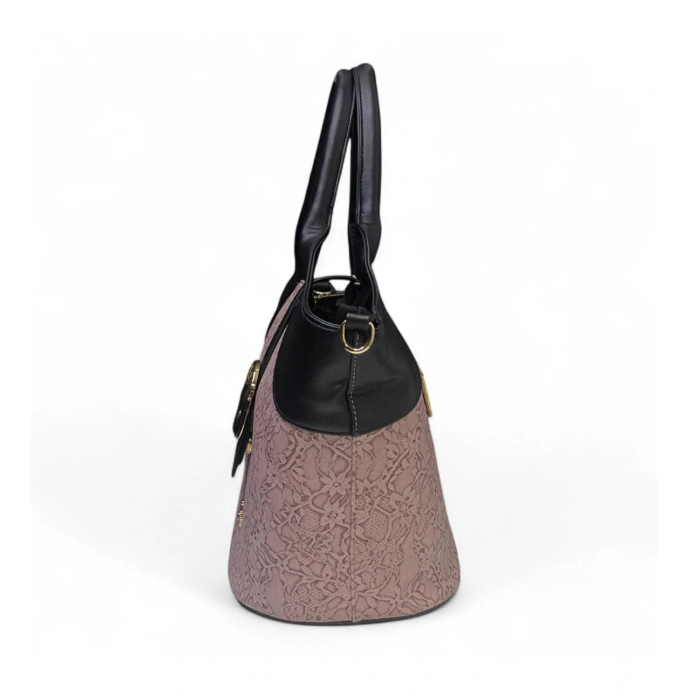 Generic Women's Polyurethane Textured Two-Tone Tote Handbag with Adjustable &amp; Removable Strap (Purple)