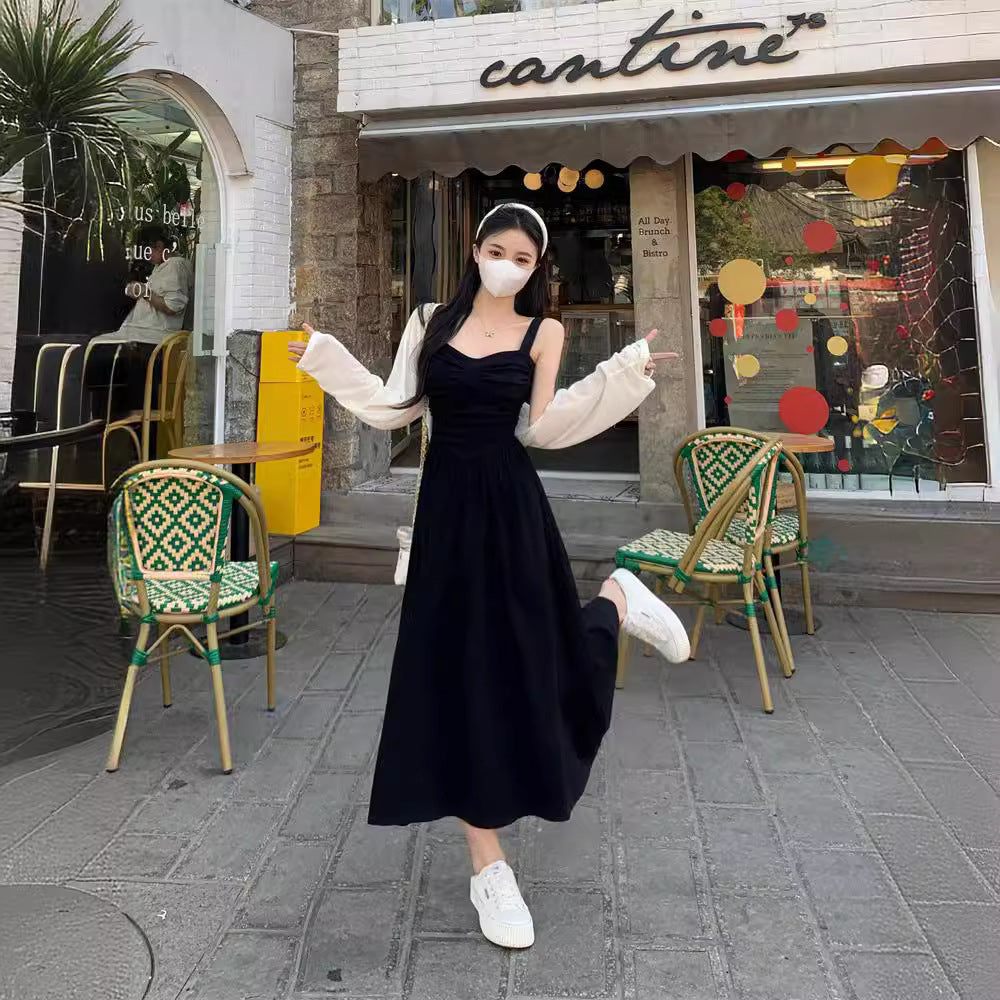 Womens Retro Defined Waist Plus-Size Strap Sleeveless Dress